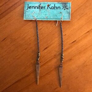 Long Spear Earrings Handmade Mixed Metal from Jennifer Kahn